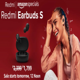 Buy Redmi Earbuds S, Upto 12 Hours of Playback time, IPX4 Sweat & Splash Proof@ Rs 1799 from Amazon