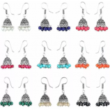 Buy YELLOW CHIMES Stylish Combo 9 Pairs Lively Colors Silver Beads Brass Jhumki Earring at Rs 200 only