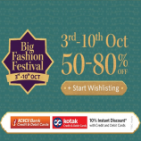Myntra Big Fashion Festival Sale Discount Offers- Upto 50-80% OFF on Branded Fashion Products, Extra 10% OFF With ICICI & Kotak Bank Cards