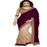 Buy GLANCE STORE Maroon Velvet Saree at Rs 671 Only