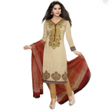 Buy Sonal Dresses Beige Cotton Straight Unstitched Dress Material at Rs 548 Only