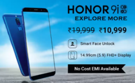 Buy Honor 9i (Graphite Black, 64 GB, 4 GB) at Rs 8,999 on Flipkart, Extra 5% Instant Discount 