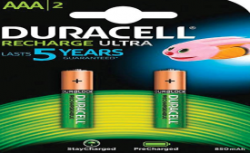 Buy Duracell Ultra 5003447 AAA Rechargeable Batteries 900 mAh (Pack of 2, Green) just at Rs 299 only from Amazon