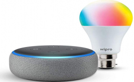Buy Echo Dot (3rd Gen, Black) + Wipro 9W LED Smart Color Bulb combo - Works with Alexa - Smart Home starter kit at Rs 2299 from Amazon