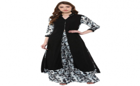 Buy Ziyaa Women's Black Colour 3/4Th Sleeve Rayon Flared Kurta Palazzo Set at Rs 529 only from Amazon