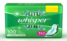 Buy Whisper Ultra Clean XL+ Sanitary Pad (Pack of 44) at Rs 259 from Flipkart