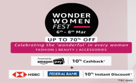 Amazon Wonder Women Fest  Offers: Get Upto 70% OFF on Womens Clothing, Footwear, Watches and many more, Extra 10% Discount + 10% Cashback  [6th - 8th March]