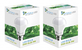 Buy Syska B22 9-Watt LED Bulb (Pack of 2, Cool Day Light) at Rs 249 from Amazon