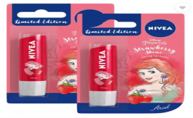 NIVEA Lip Balm Disney Limited Edition Strawberry Shine, 4.8g- Pack of 2 at Rs 184 from Flipkart.com