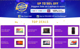 Flipkart Laptop Discount Sale Offers Upto 50% OFF on Laptops, Extra 10% SBI Bank Discounts [16th-21st October 2020]