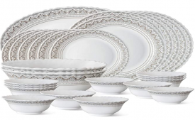 Buy Larah by Borosil Classic Opalware Dinner Set, 27-Pieces, White at Rs 1,799 from Amazon