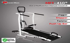 Buy Powermax Fitness MFT-410-4 in 1 Multifunction Manual Treadmill with Jogger, Stepper, Twister & Push Up Bar at Rs 12999 from Flipkart