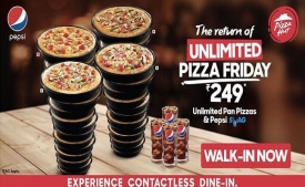 Pizza Hut Unlimited Pizza Offers: Upto 49% OFF + 2 Pepsi Free With 2 Medium Size Pizza (25th - 31st March)