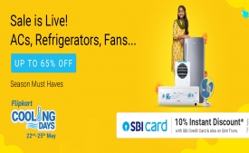 Flipkart AC Cooling Days Sale Offers: Upto 65% OFF on Air Conditioners & Refrigerators + Extra Prepaid + 10% SBI Bank Discount Offers
