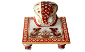 Buy Traditional Makrana Marble Lord Ganesha And 1 Piece Of Chowki Ganesh At Rs 99 Only