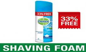 Buy Dettol Shaving Foam Cool 33% Free at Rs 140 from Amazon