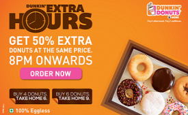 Dunkin Donuts Coupons Offers India- Upto 50% OFF on Donuts + Extra 40% OFF on Dunkin for New User