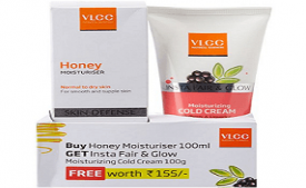 Buy VLCC Honey Moisturizer 100ml with Free Cold Cream 100g from Amazon at Rs 158 Only