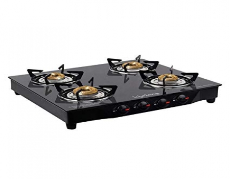 Buy Lifelong Glass Top Gas Stove, 4 Burner Gas Stove, Black (1 year warranty with Doorstep Service) from Amazon,Flipkart at Rs 2,799 only