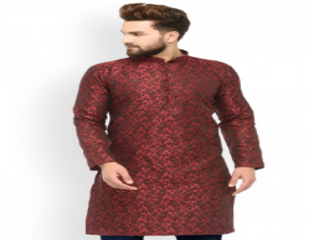 Buy Jompers Men Maroon & Black Woven Design Straight Kurta from Myntra at Rs 599 only