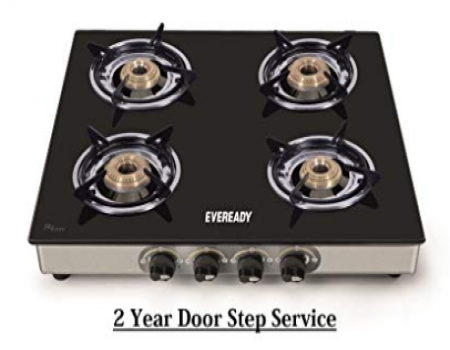 Buy Eveready TGC4B Glass Top 4 Burner Gas Stove- Black from Amazon at Rs 2549 only