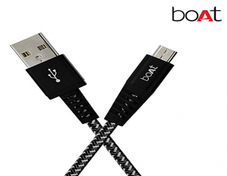 Buy boAt Rugged v3 Extra Tough Unbreakable Braided Micro USB Cable (Black) at Rs 99 from Amazon