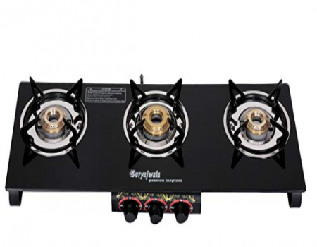 Buy Suryajwala Frameless 3 Burner Gas Stove, Black from Amazon at Rs 2279 only