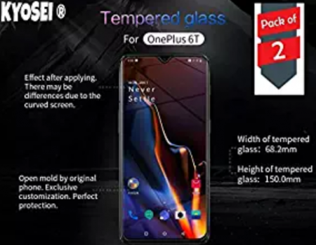 Buy Tempered Glass for OnePlus 6T (Transparent) Full Screen Coverage, easy installation kit at Rs 149 only from Amazon