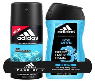 Buy Adidas Ice Dive Deodorant Body Spray, 150ml with Ice Dive Shower Gel, 250ml just at Rs 180 only from Amazon