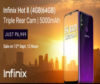 Buy Infinix Hot 8 (64 GB, 4 GB RAM) Flipkart Price at Rs 6999, Next Sale Date, Specifications Buy Online in India