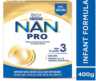 Buy Nestle NAN PRO 3 Follow-up Formula Powder - After 12 months, Stage 3, 400g Bag-In-Box Pack at Rs 299 only from Amazon