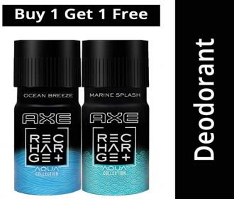 Buy AXE Recharge Marine Splash & Ocean Breeze Combo Pack Deodorant Spray- For Men (300 ml, Pack of 2) at Rs 183 from Flipkart