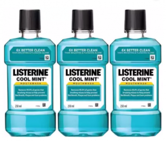 Buy Listerine Cool Mint Mild Taste Mouthwash 250ml (Pack of 3) at Rs 250 from Amazon