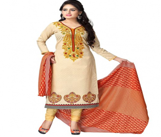 Buy Ethnic Jnction Chanderi Cotton Embroidered, Embellished Salwar Suit Material (Unstitched) at upto 82% OFF from Flipkart