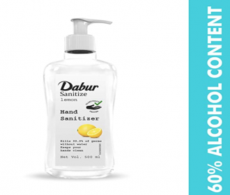 Buy Dabur Hand Sanitizer online price Rs 90, 60% Alcohol Based Sanitizer