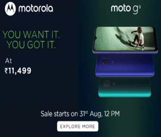 Buy Motorola G9 Flipkart Price Rs 11499, Next Sale Date 22nd September, Specification, Buy Online In India