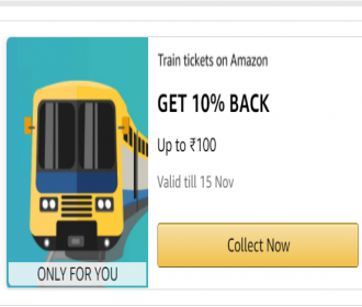 Amazon Train Ticket Booking Coupon Offers: Flat 12% Cashback Upto Rs 120 on Train Ticket Bookings
