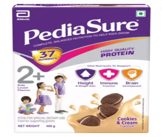 Buy PediaSure Cookies and Cream Nutrition Drink, 400 Gram at Rs 324 from Flipkart