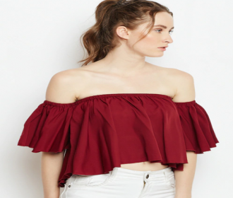 Myntra Womens Clothing Offers: Flat 70% OFF on Women Maroon Solid Bardot Top