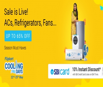 Flipkart AC Cooling Days Sale Offers: Upto 65% OFF on Air Conditioners & Refrigerators + Extra Prepaid + 10% SBI Bank Discount Offers