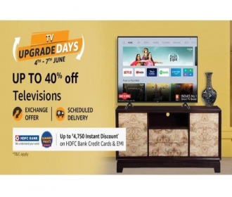 Amazon TV Upgrade Days Today's Discount Offers- Upto 40% OFF on Top Brand TV + Extra upto Rs 4,750 OFF via HDFC Bank Cards [4th-7th June 2021]
