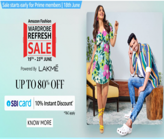 Amazon Fashion Wardrobe Refresh Sale Discount Coupons Offers- Get Upto 80% Off On Clothings & Fashion + Extra 10% OFF via SBI Bank Cards [19th-23rd Ju
