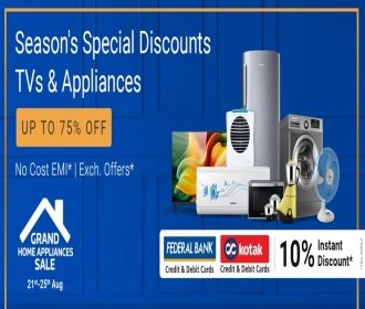 Flipkart Grand Home Appliances Sale Offers Upto 75% OFF on TV, Kitchen and Home Appliances, Extra 10% Bank Discount
