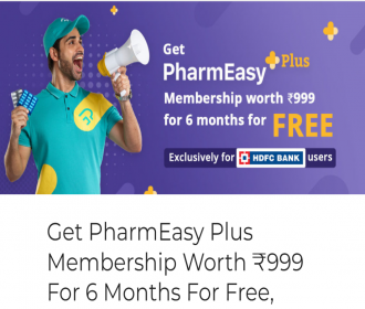 PharmEasy Plus Membership for Free Offer: Get 6-12 Months of PharmEasy Plus Membership Worth Rs 1499 For Free