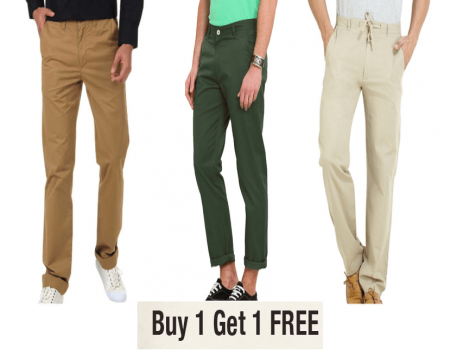 Buy Men's Branded Trousers From LimeRoad + Buy 1 Get 1 FREE