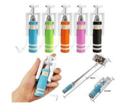 Buy Mini Pocket Coloured Selfie Stick with Aux at Rs 49 from Shopclues