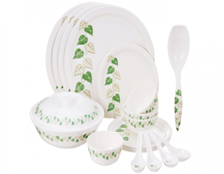 Buy Borosil Milano Mulberry Melamine Dinner Set, 19-Pieces at Rs 955 from Amazon