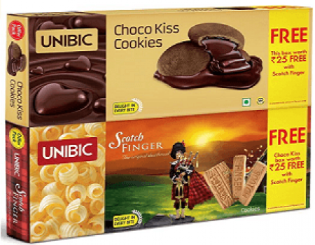Buy Unibic Scotch Finger 100g + Free Choco Kiss 60g at Rs 30 from Amazon