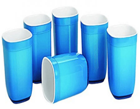 Buy Cello Ceramica Square Glass Set, 6-Pieces, Blue at Rs 348 from Amazon