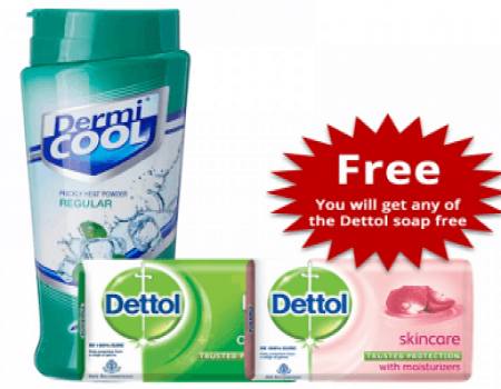 Buy Dermicool Prickly Heat Powder With Dettol Soap Free at Rs 79 from Zotezo